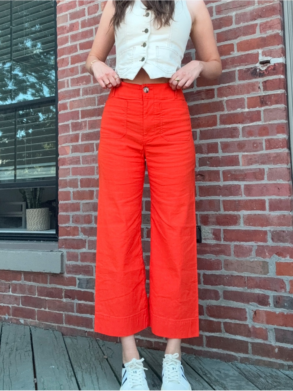 Anthropologie (Maeve) Colette Wide-Leg High-Rise Pants in Orange